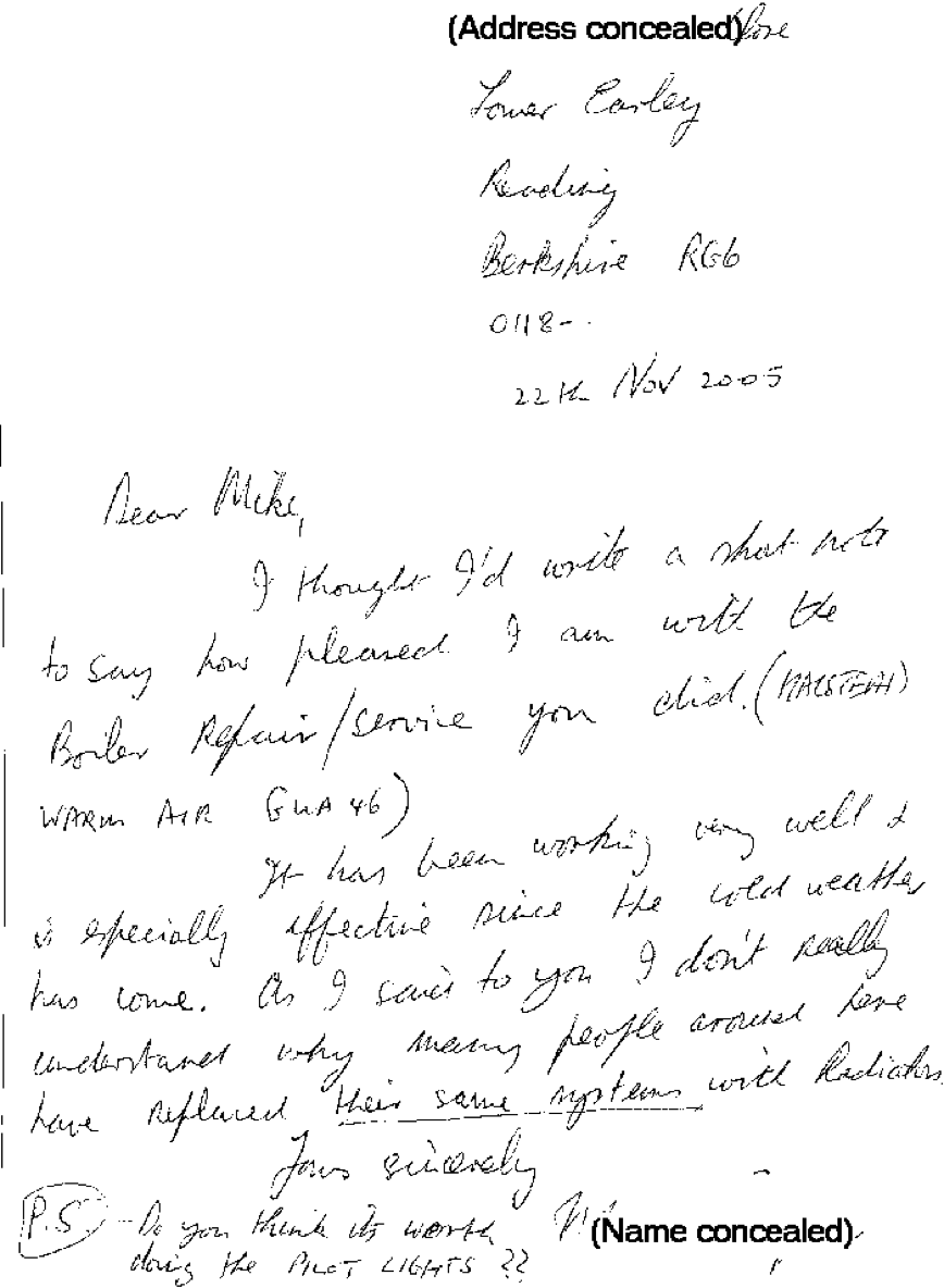 Scan of a hand-written reference letter sent to me back in the mists of time.